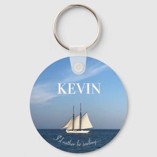 I'd Rather Be Sailing Keychain Gift Sailboat キーホルダー (正面)