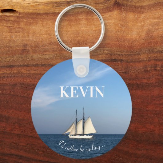 I'd Rather Be Sailing Keychain Gift Sailboat キーホルダー (正面)