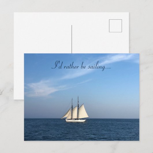 I'd Rather Be Sailing Postcard Nautical Sea Ocean ポストカード (正面/裏面)