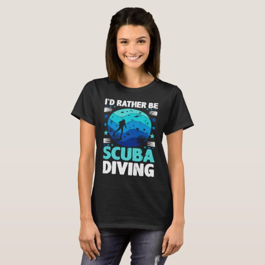 Id Rather Be Scuba Diving I Scuba Diver Tシャツ (正面フル)