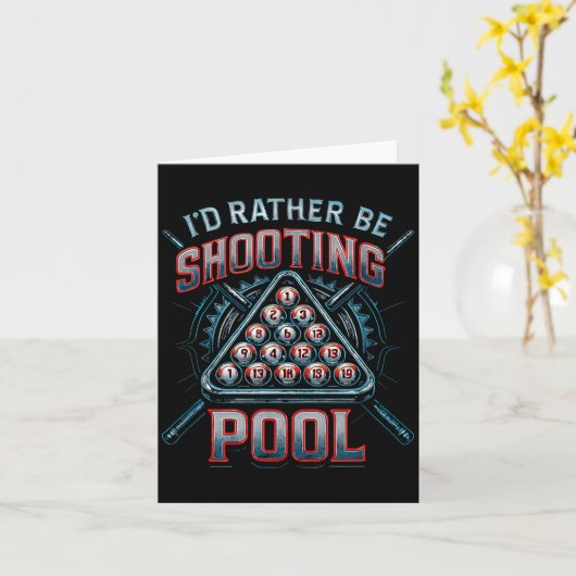 I'd Rather Be Shooting Ol 8 Ball Player Billiards  カード (黄色い花)