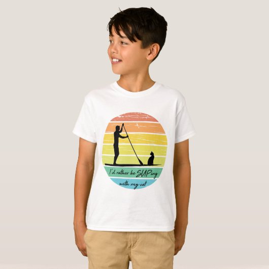 I'd Rather Be SUPing With My Cat SUP Tシャツ (正面フル)