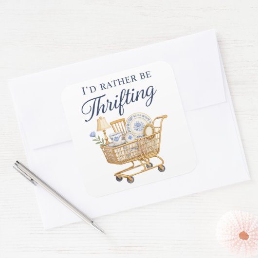 I'd Rather Be Thrifting Sticker スクエアシール (封筒)