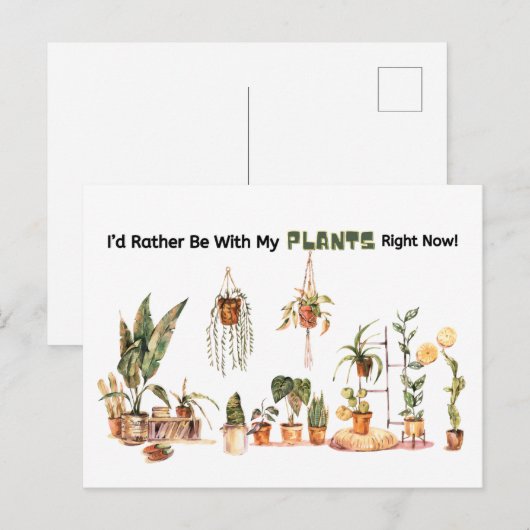 I'd rather be with my plants! postcard ポストカード (正面/裏面)