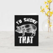 Id Smoke That - おもしろい Bbq Pig カード (黄色い花)