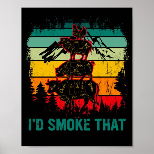 I'd smoke that Beef Pork Chicken Butcher Grilling ポスター (正面)