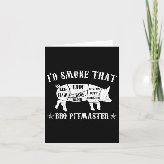 Id Smoke That T Shirt Pig Pitmaster おもしろい Bbq Smok カード (正面)