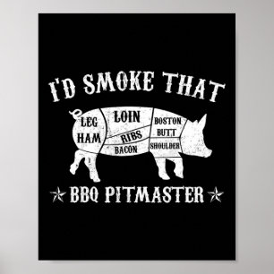 Id Smoke That T Shirt Pig Pitmaster おもしろい Bbq Smok ポスター