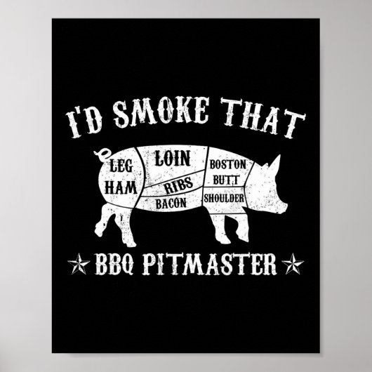 Id Smoke That T Shirt Pig Pitmaster おもしろい Bbq Smok ポスター (正面)