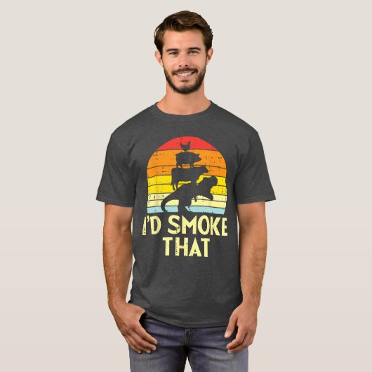 Id Smokehat Chicken Pork Beefre Retro Dinosaur Bbq Tシャツ (正面フル)