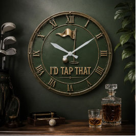 I'd Tap That Golf Funny Vintage Golfer Gift ラージ壁時計