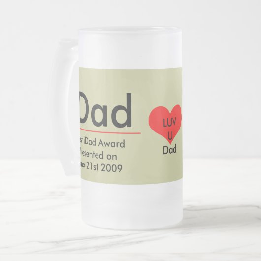iDad-iDad最高の賞の現在の年への変更 フロストグラスビールジョッキ (正面左)