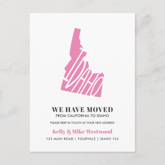 IDAHO新しいアドレスを移動しました新しいホーム ポストカード (正面)