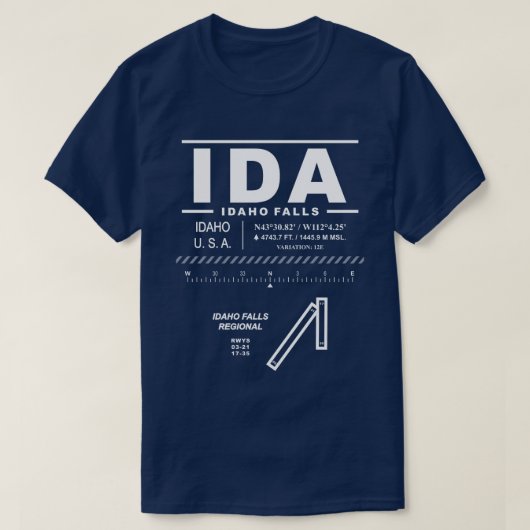 Idaho Falls Regional Airport IDA Tシャツ (デザイン正面)
