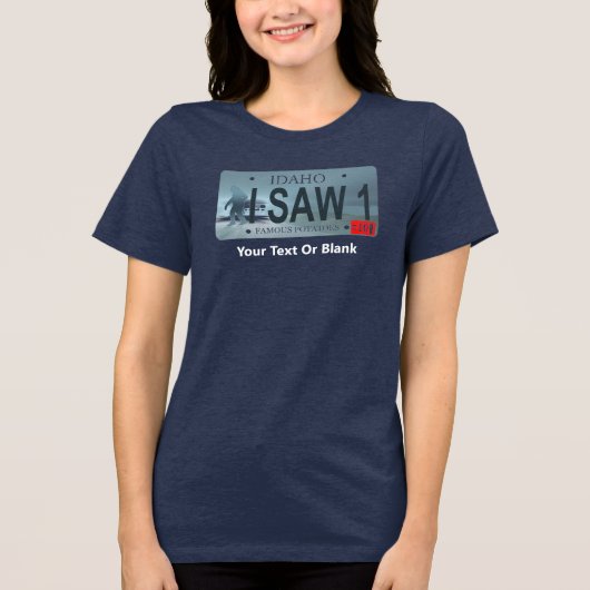 Idaho "I Saw 1" Sasquatch License Plate トライブレンドＴシャツ (正面)