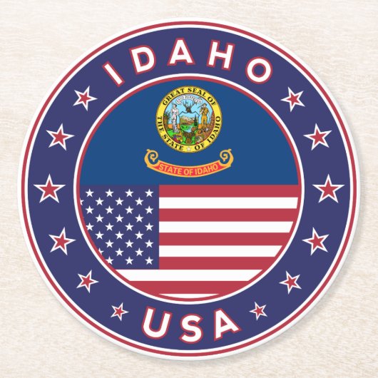 Idaho, Idaho USA, Idaho sticker ラウンドペーパーコースター (正面)