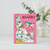 Idaho Map Vintage Pink Postcard ポストカード (スタンド正面)