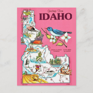Idaho Map Vintage Pink  Postcard ポストカード