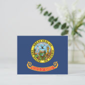 Idaho State Flag Gem State Seal Miner & Elk  ポストカード (スタンド正面)