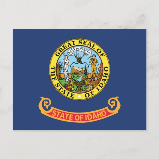 Idaho State Flag Gem State Seal Miner & Elk  ポストカード (正面)