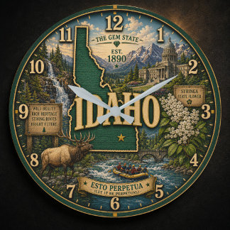 Idaho State Mountain Landscapes ラージ壁時計