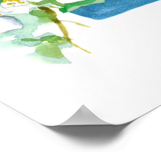 Idaho State Shape Mountain Bluebird Syringa ポスター (角)