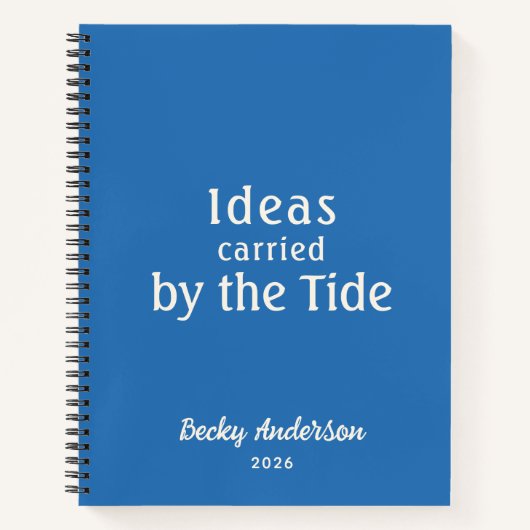 Ideas by the Tide, Beach Notes, Blue Custom Name ノートブック (正面)