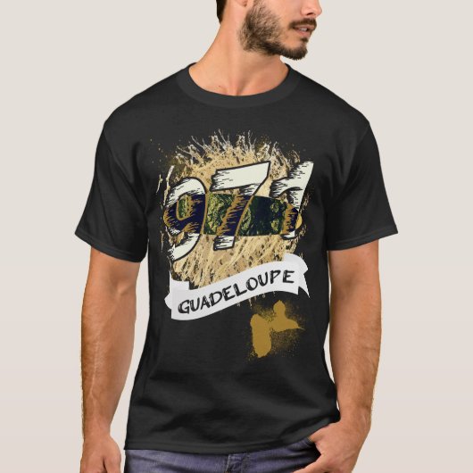 idee cadeau 971 gwadloup carte de la guadeloupe tシャツ (正面)