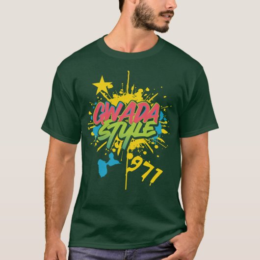 idee cadeau carte de la guadeloupe gwada style 971 tシャツ (正面)