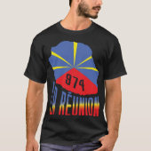 idee cadeau drapeau carte ile de la reunion 974 tシャツ (正面)