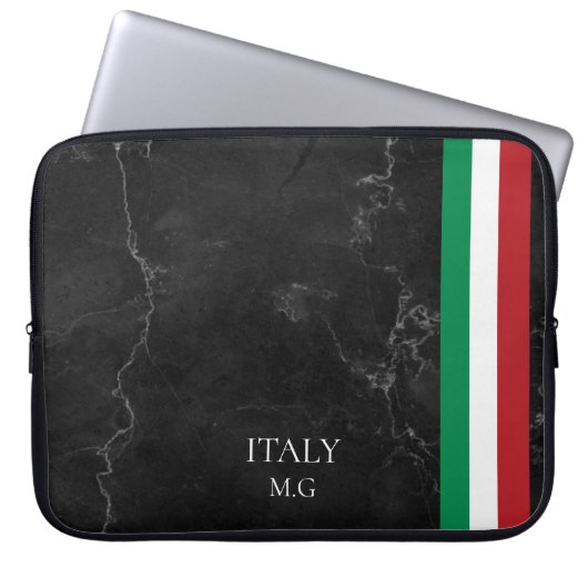 Identity Tech Custom Black Marble Laptop Sleeve ラップトップスリーブ (正面)