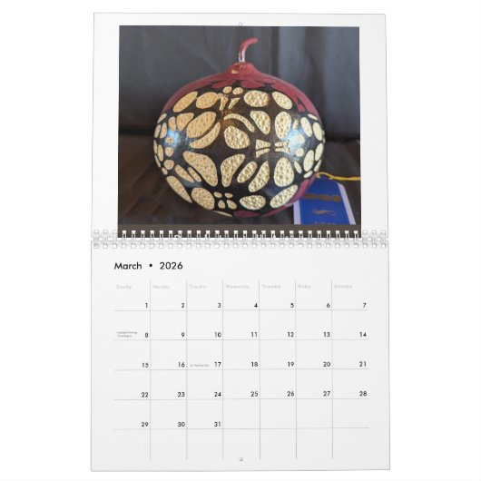 IDGS Member Gourd Art 2026 Calendar カレンダー (3月 2026)
