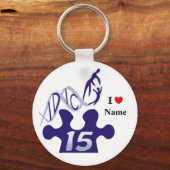 IDIC15 Love Blue Puzzle Keychain Customize Dup15q キーホルダー (正面)