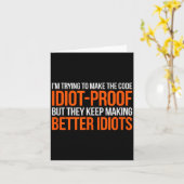 Idiot-proof Code _ Funny Coding Programming Comput カード (黄色い花)