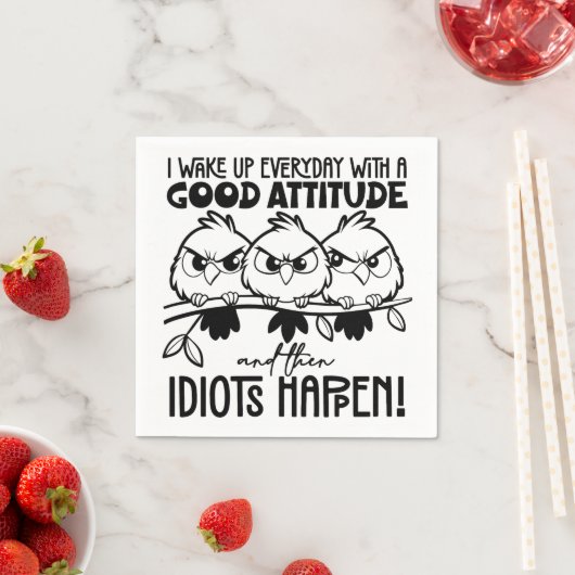 Idiots Happen Funny Bird Quote Gifts スタンダードカクテルナプキン (インサイチュ)