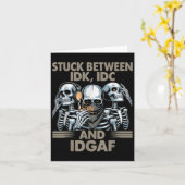 Idk、IとIdgafの間にスタック，スケルトンおもしろいガン カード (黄色い花)