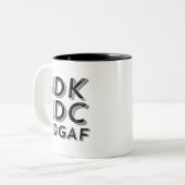 IDK IDC IDGAF皮肉おもしろいヴィンテージレトロタイプ ツートーンマグカップ (正面左)