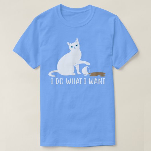 Ido What Iwant おもしろい Cat and Coffee Tシャツ (デザイン正面)