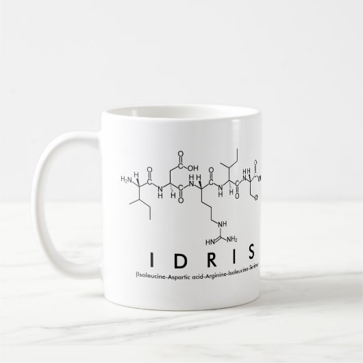 Idrisペプチド名mug コーヒーマグカップ (左)