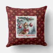 Idyllic baby deer winter snowy forest Christmas  クッション (裏面)