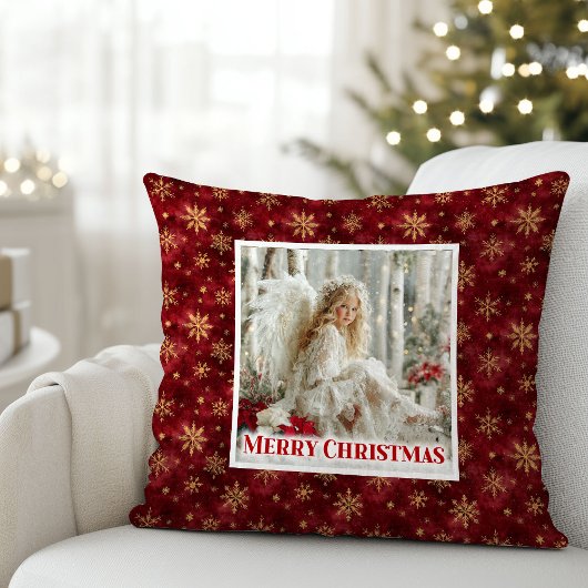 Idyllic Victorian Angel Red and Gold Gift Pillow クッション