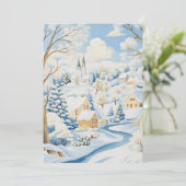 Idyllic Winter Village Scene Holiday Card シーズンカード (スタンド正面)