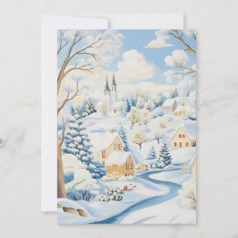 Idyllic Winter Village Scene Holiday Card シーズンカード