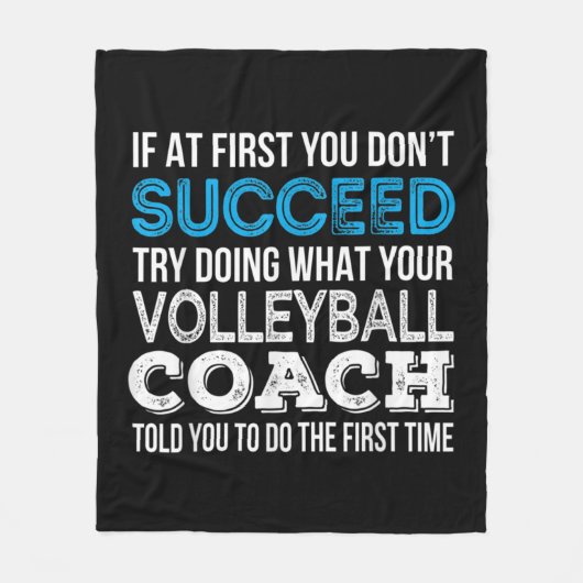 If at first you don't succeed Fun Volleyball Coach フリースブランケット (正面)