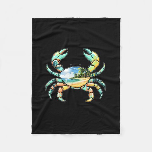 If Crabby Return to the Beach Funny Summer フリースブランケット (正面)
