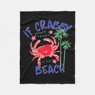 If Crabby Return to The Beach Spring Break Summer フリースブランケット