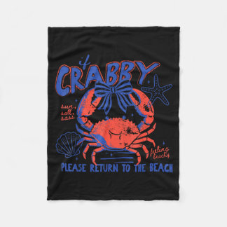 If Crabby Return to The Beach Summer Sunshine Girl フリースブランケット