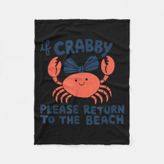 If Crabby Return to The Beach Summer Vacation フリースブランケット