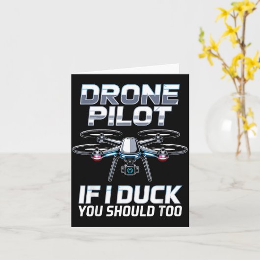 If I Duck Drone Lot Drone Operator Rc Quaopter Fly カード (黄色い花)