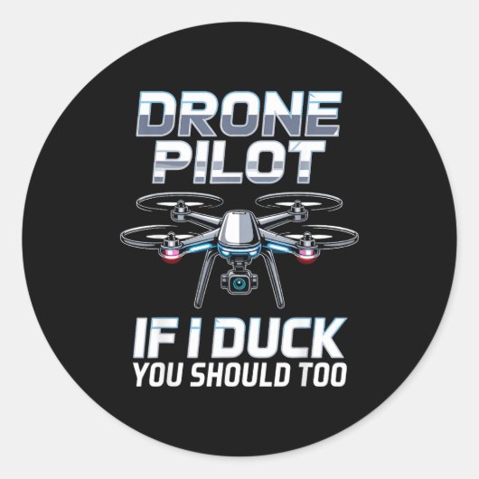 If I Duck Drone Lot Drone Operator Rc Quaopter Fly ラウンドシール (正面)